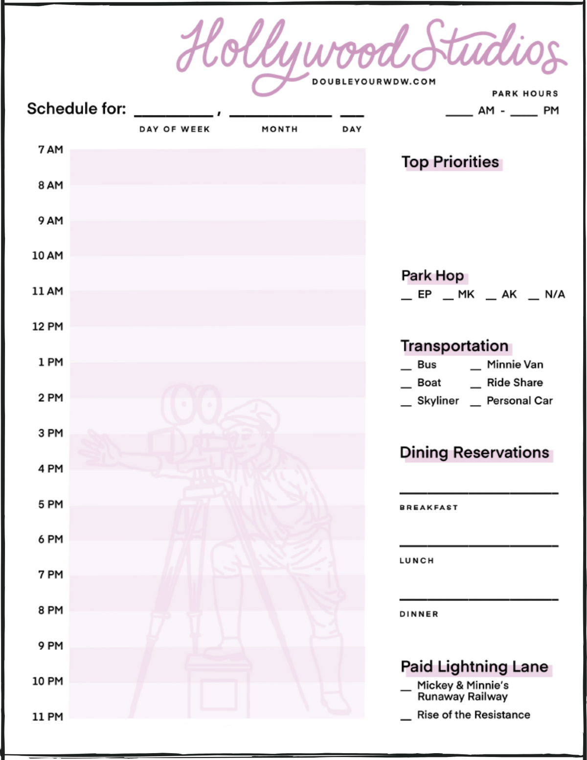 Disney World Daily Itinerary (Printable Templates)