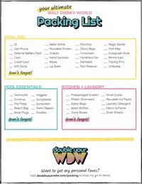 Disney World Ultimate Packing List (Printable Download)